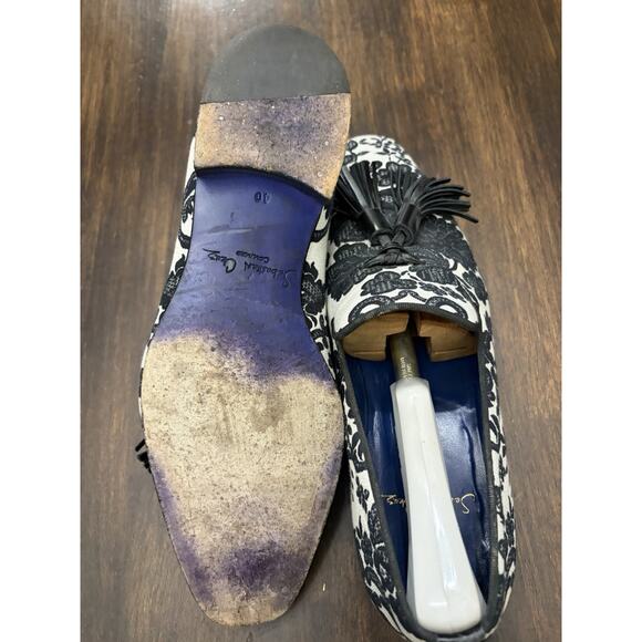 Sebastian Cruz Couture White Black Formal Loafers Tassle 40 Size 7.5 $1495 main image 10